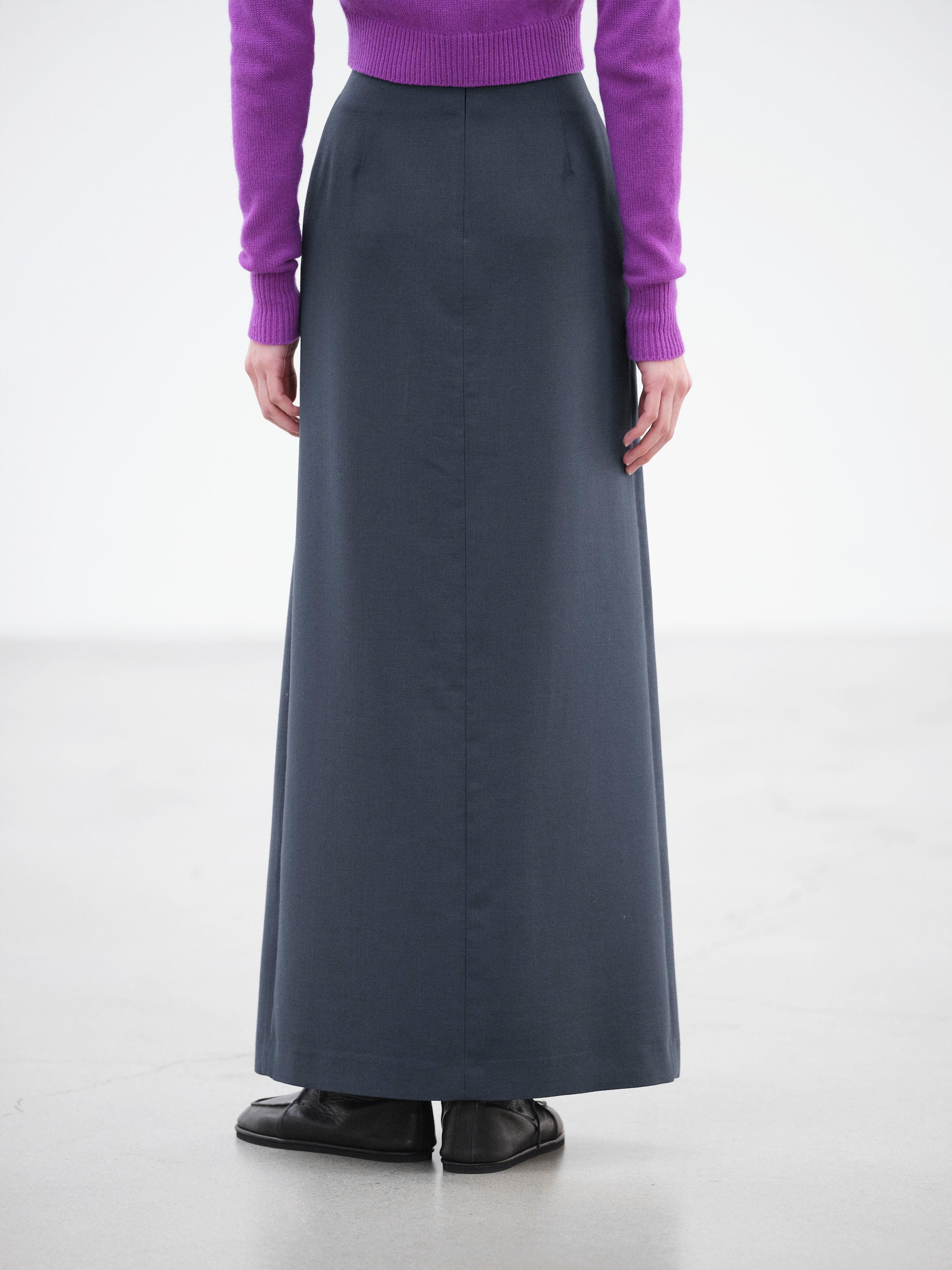 TENSE WOOL DOUBLE CLOTH SLIT SKIRT