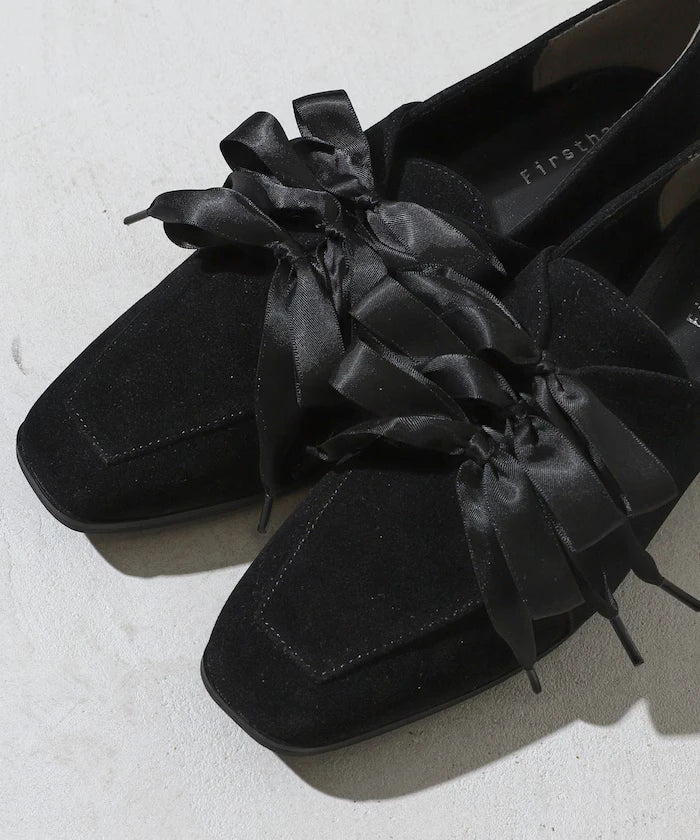 Suede-like Ribbon Lace-up Shoes (Available in sizes 22.5 to 24.5 cm)