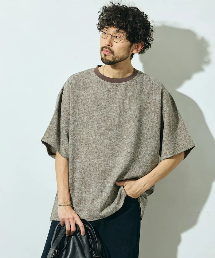 Dry Touch Summer Tweed Short Sleeve Crew Neck