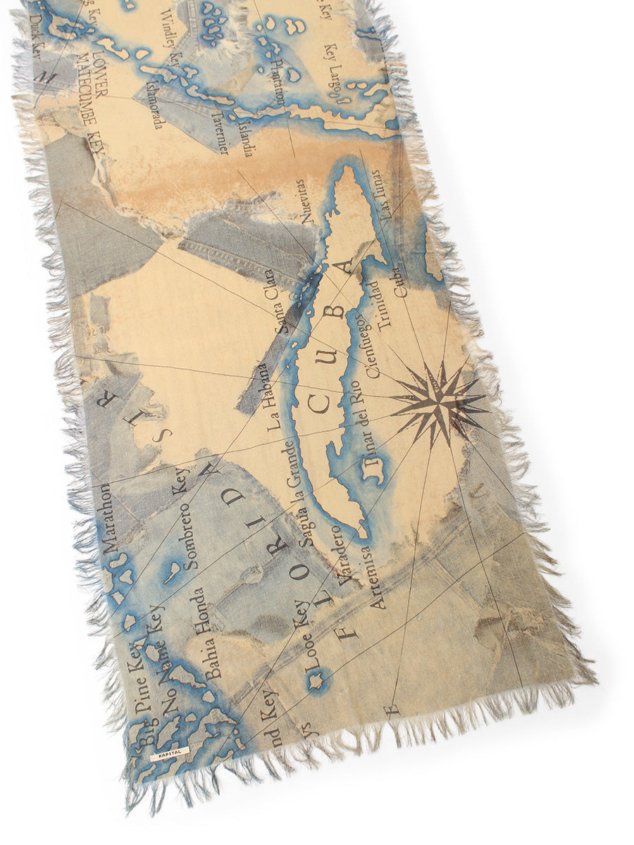Rayon Fringe Stole (KAYO HUESO Denim Map)