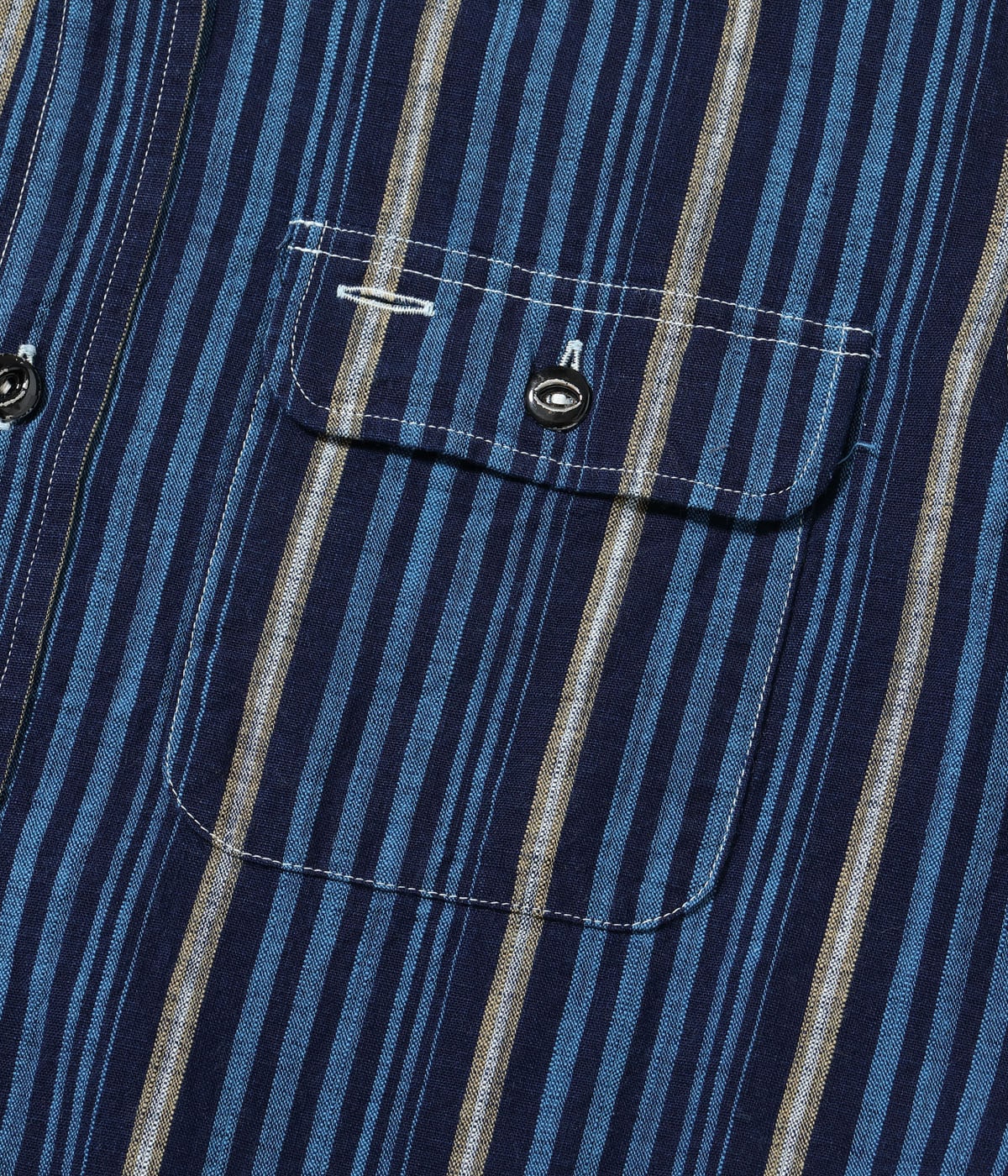FICTION ROMANCE 5.5oz. INDIGO STRIPE WORK SHIRT