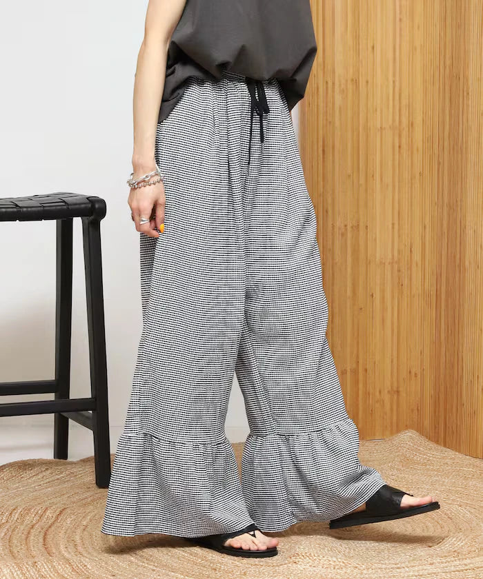 Wide Silhouette Tiered Check Easy Pants [Limited Edition]
