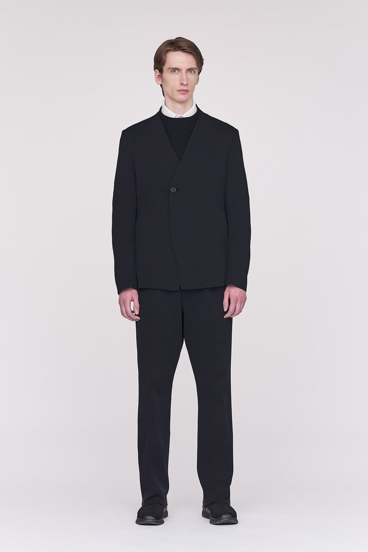 MILAN DOUBLE BREASTED COLLARLESS JACKET