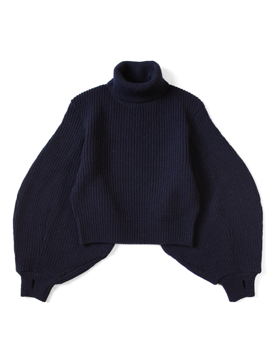 5G Wool Ribbed Bell Sleeve Sweater