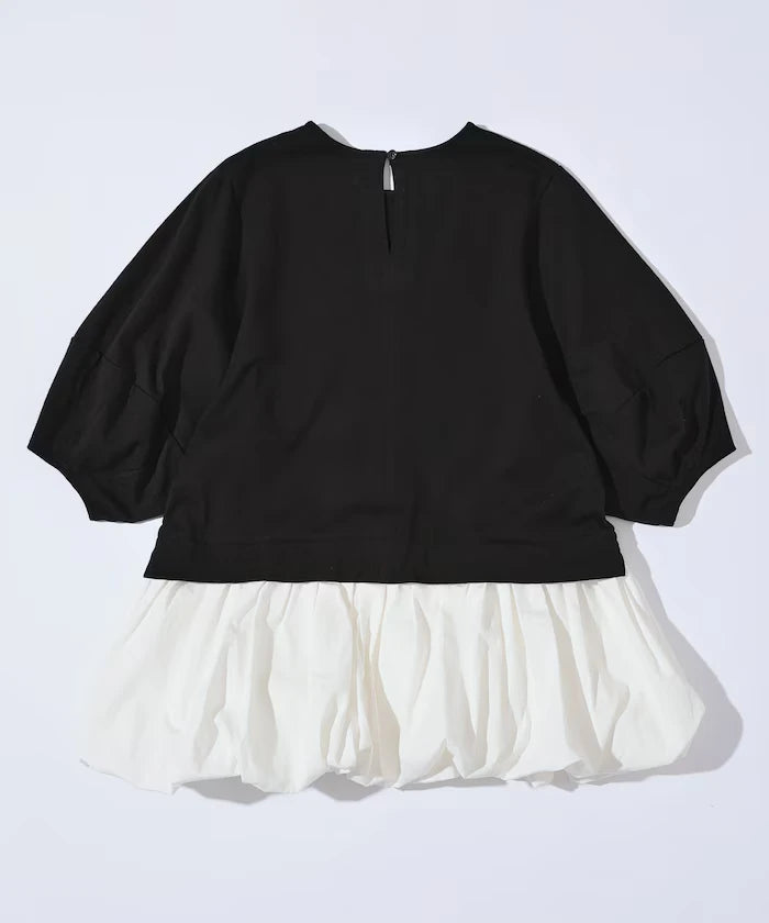 Organic Cotton Peplum Switch Top / 5-minute Sleeve T-Shirt