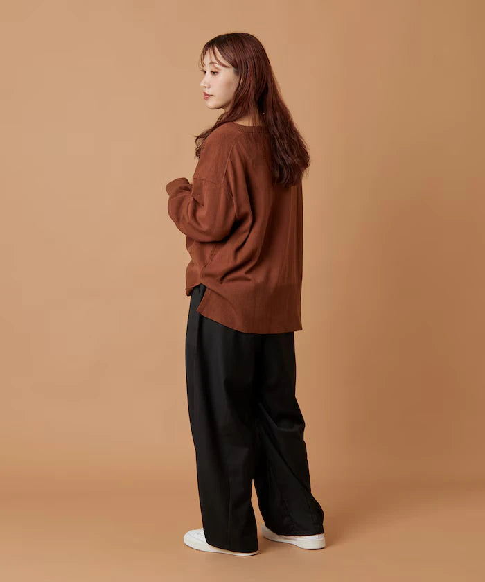 Wide Silhouette Barrel Leg Slacks Pants