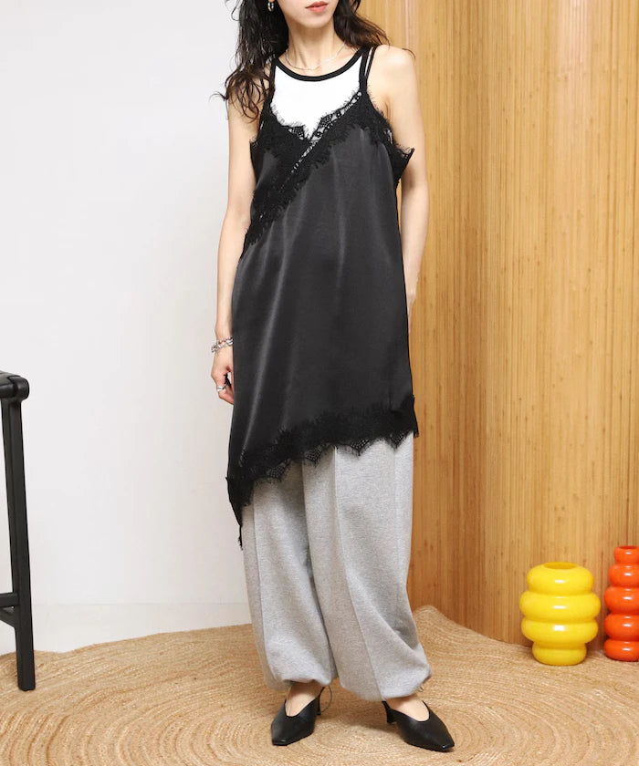Lace Contrast Vintage Satin Camisole Top