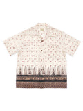 Sheer Kasuri Pattern Short Sleeve Open Collar Shirt