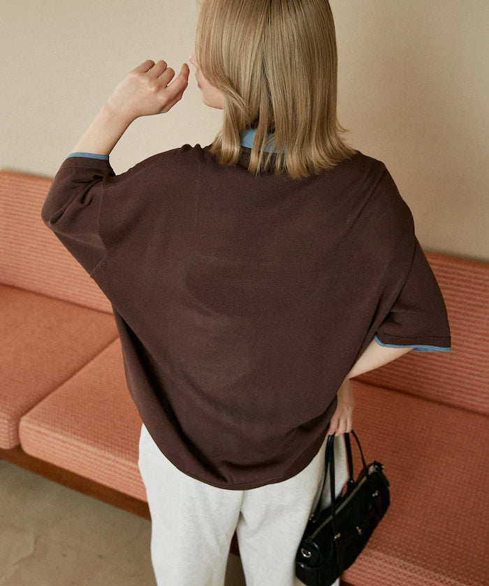 LOVE POP STUDIO Collar Layered Knit Polo Shirt Limited Edition
