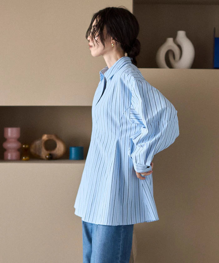 Flare Silhouette Skipper Balloon Sleeve Shirt