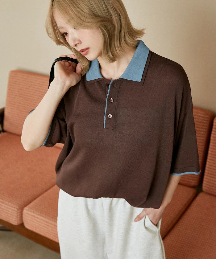 LOVE POP STUDIO Collar Layered Knit Polo Shirt Limited Edition