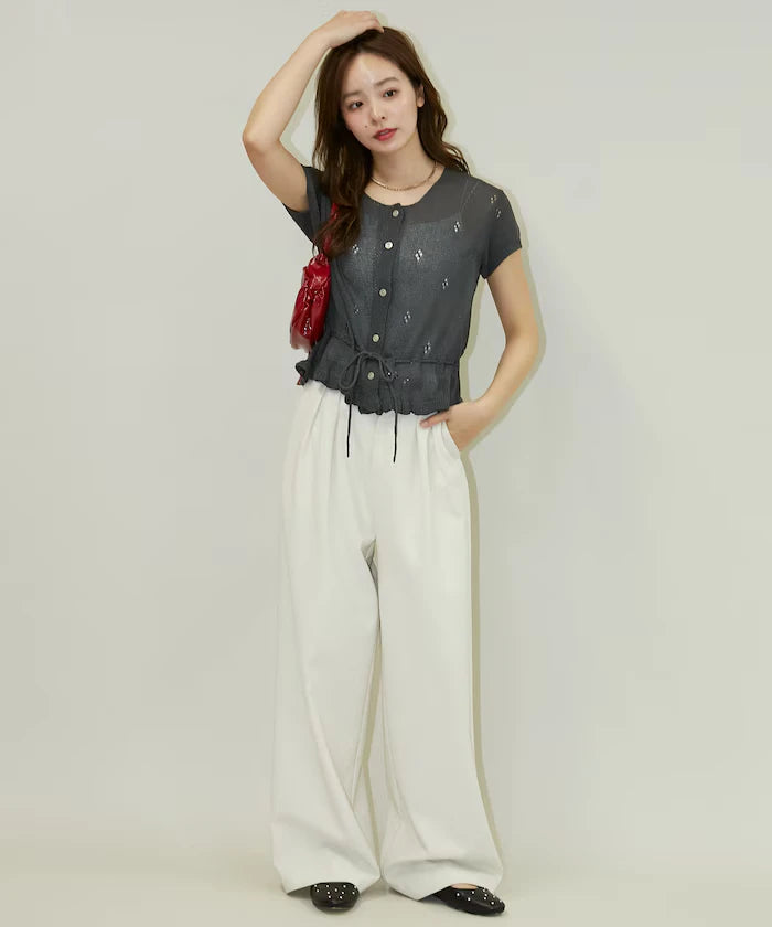 Linen Touch Eyelet Knit Cardigan Limited Edition