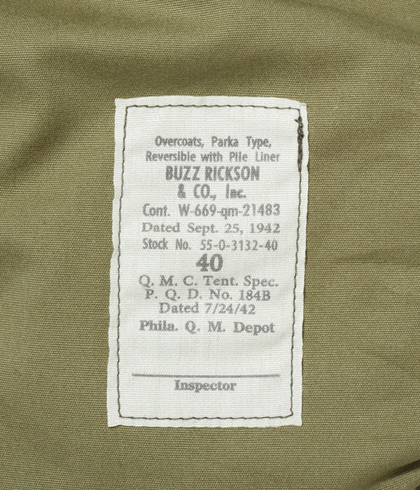 OVERCOATS, PARKA TYPE, REVERSIBLE ���BUZZ RICKSON & CO., INC.���