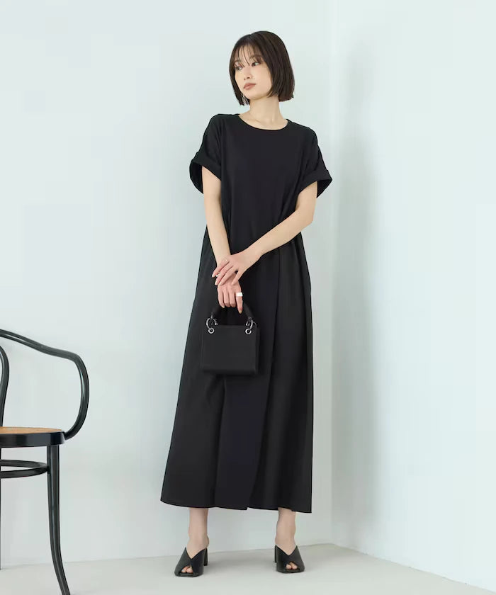 Organic Cotton Mixed Material Docking Gather Dress