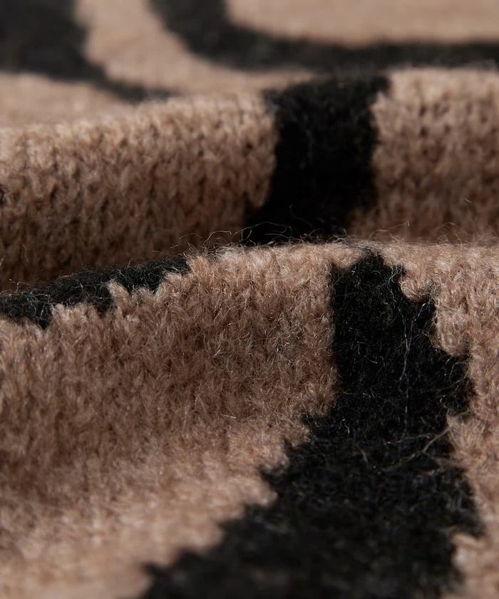 All-over Pattern Double Jacquard Knit Crew Neck Pullover / Relaxed Fit