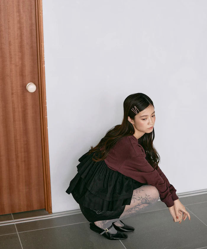 Organic Cotton Docking Frill Sweat / Relaxed Fit / Backed Sweat