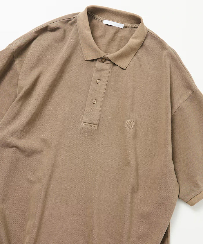 Big Silhouette Vintage Process One Point Embroidery Short Sleeve Polo Shirt