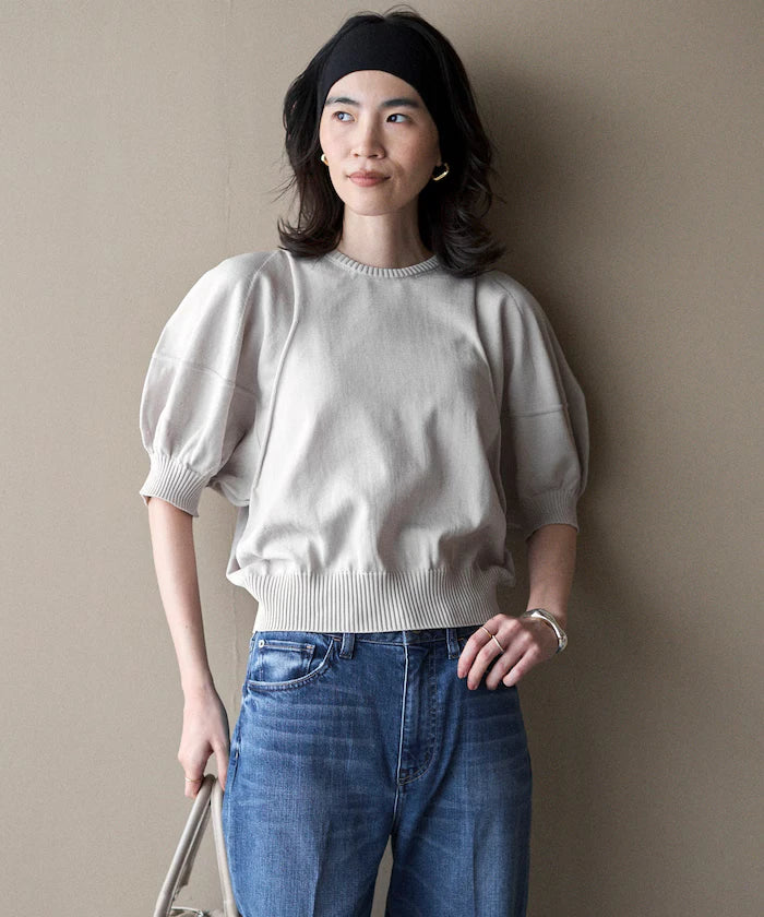 Japan Made Whole Garment Puff Sleeve Top