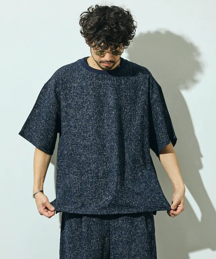 Dry Touch Summer Tweed Short Sleeve Crew Neck