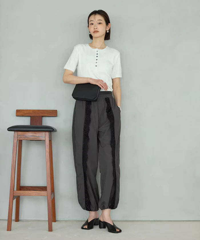 Nylon Lace Easy Wide Pants