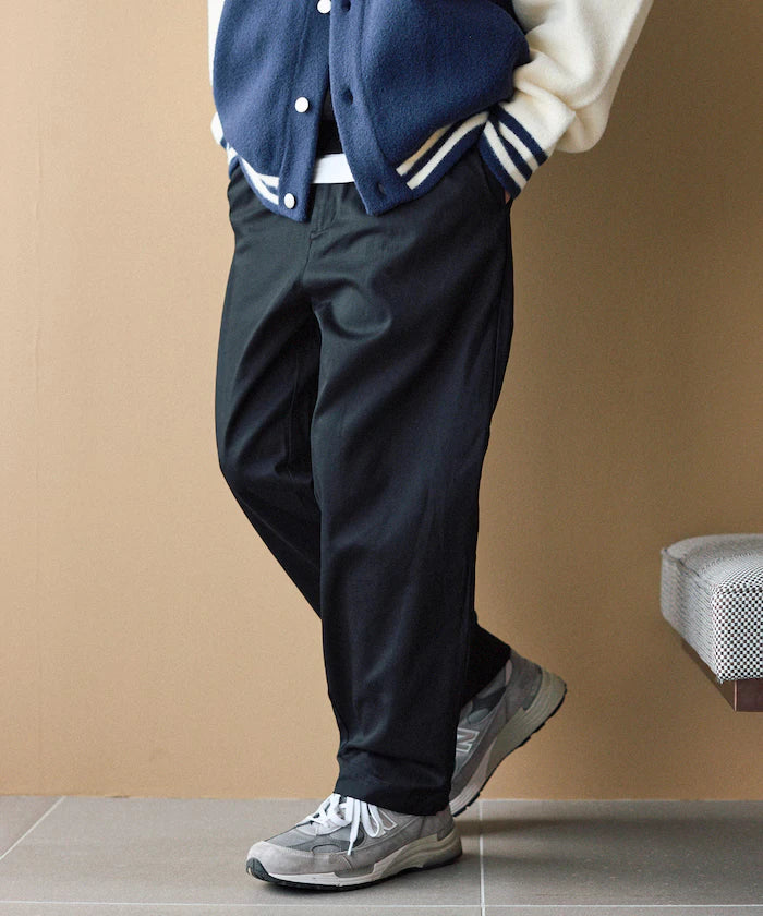 Wide Silhouette Drawstring Chino Pants / Tapered Silhouette Easy Chino Pants