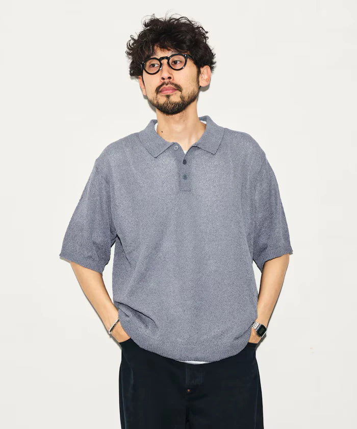 Dry Touch Boucle Yarn Knit Polo Shirt