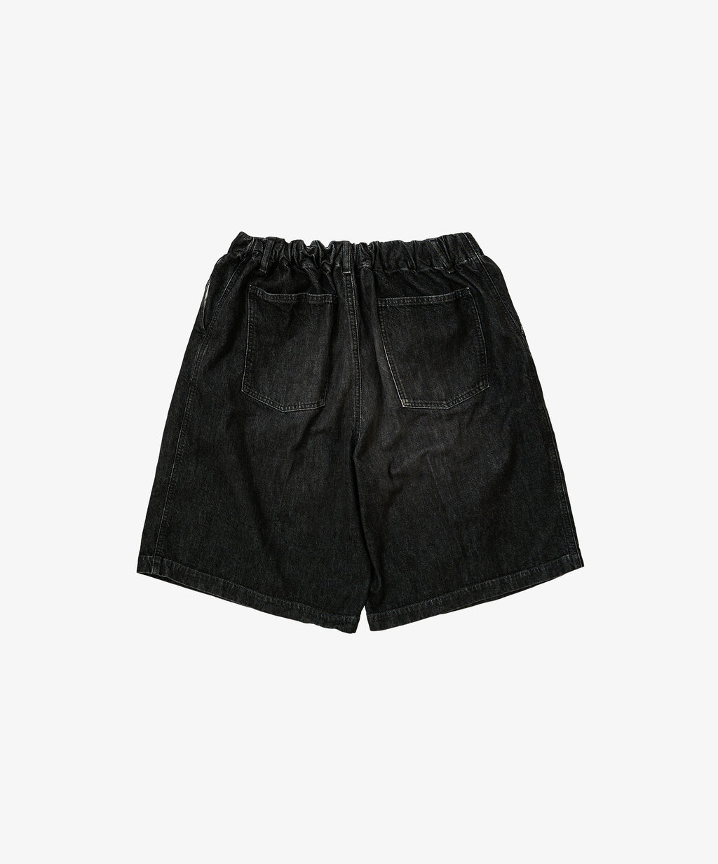 circular short pants black denim damaged