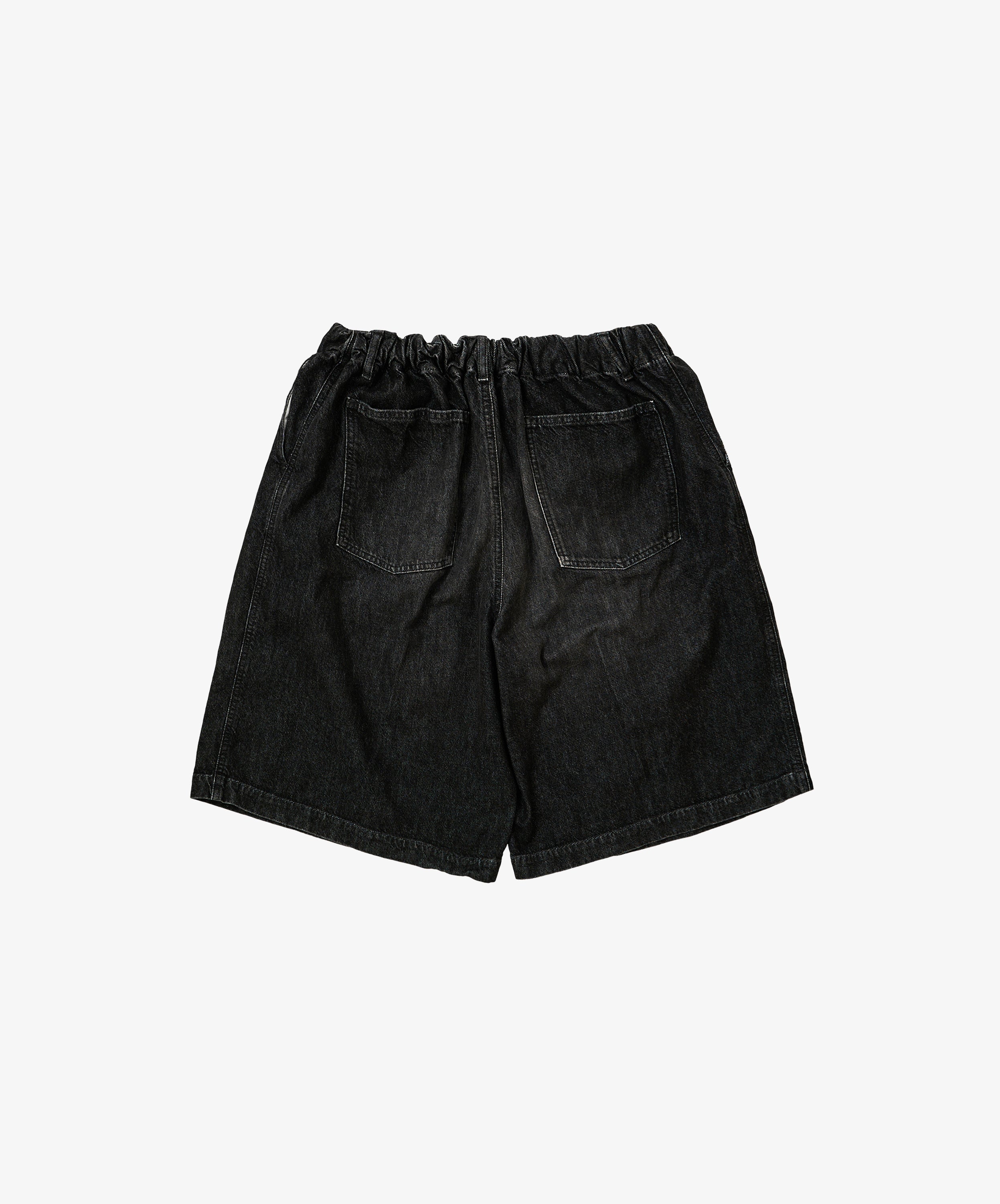 circular short pants black denim damaged