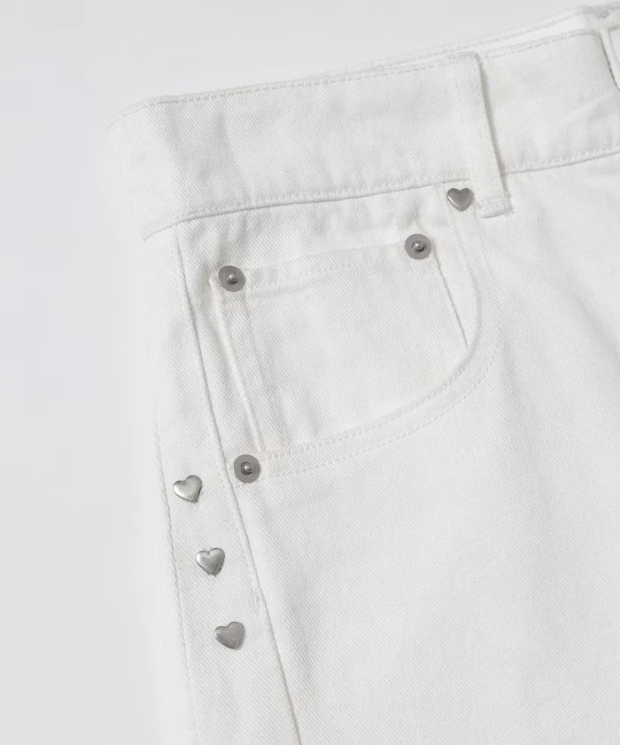 Heart Studs Curvy Denim / Wide Silhouette