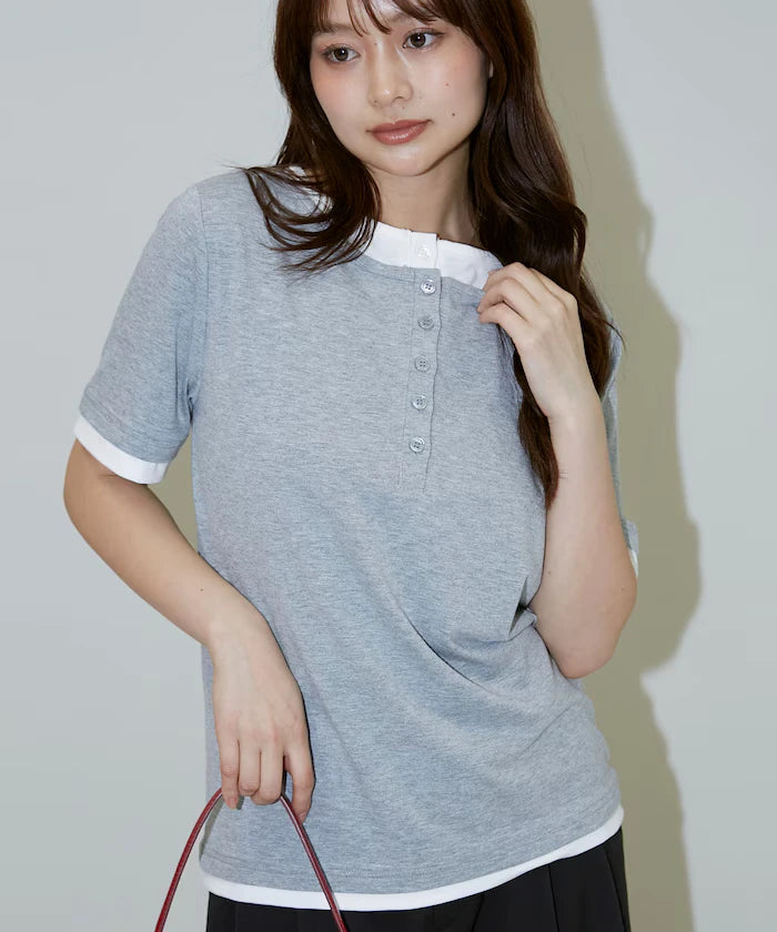 Layered Color Scheme Henley Neck T-Shirt Limited Edition