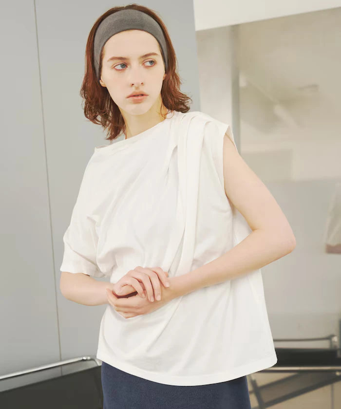 Organic Cotton Asymmetrical Draped Top