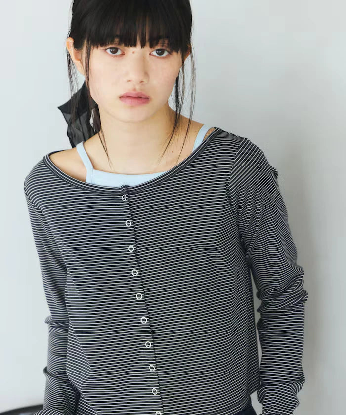 Layered Set Top / Striped Cardigan & Camisole