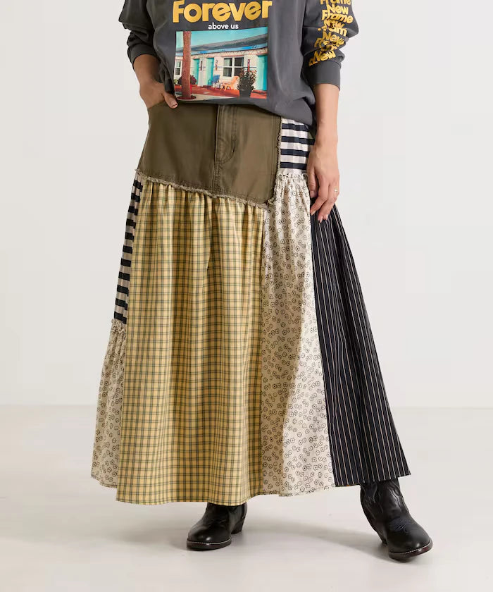 Flower & Check Docking Skirt