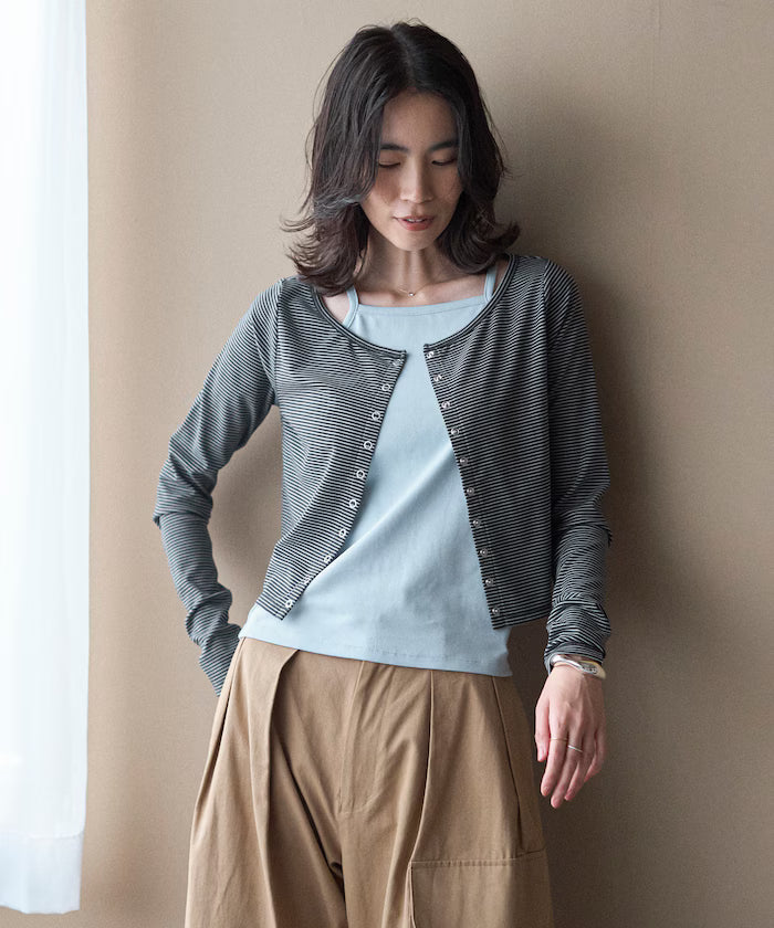 [February 12, 12:00 Release] Layered Set Top / Striped Cardigan & Camisole