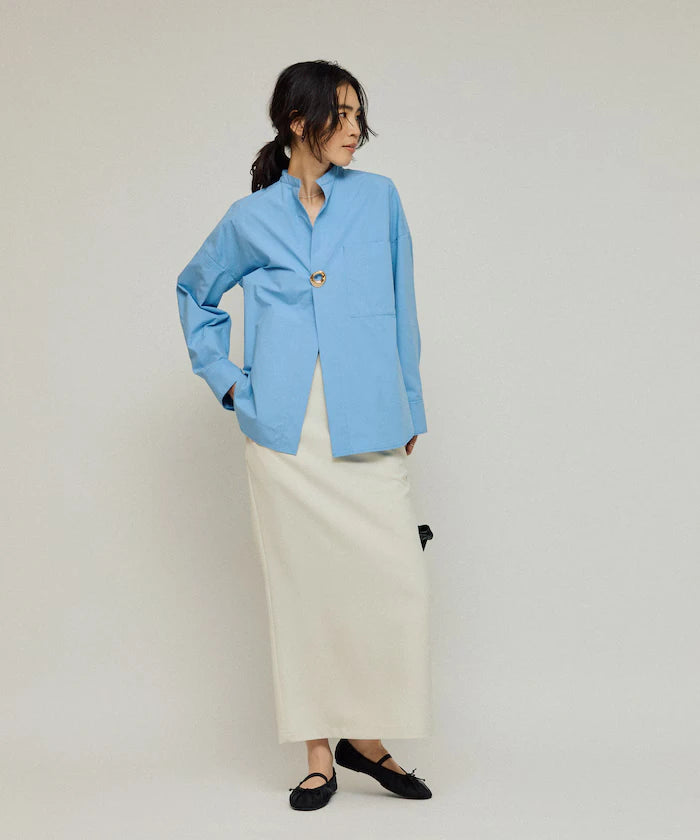 Oversized Long Sleeve Brooch Shirt