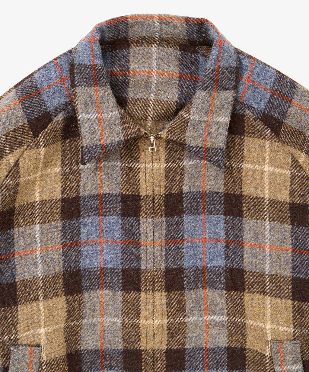 zip up blouson plaid harris tweed