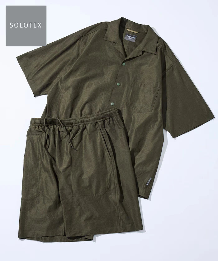 Open Collar Short Sleeve Shirt & Easy Shorts Travel Setup Fabric by SOLOTEX(R)