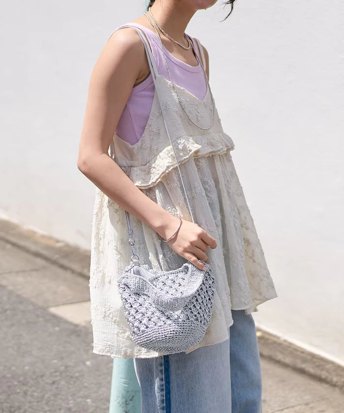Lurex Yarn Hand Knitted 2WAY Bag
