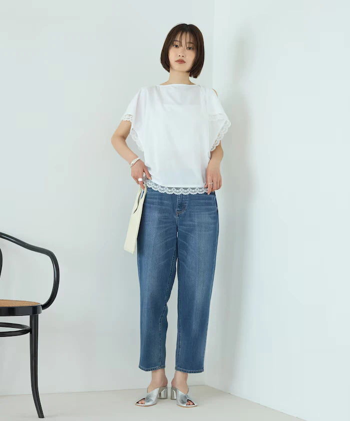 Handkerchief Sleeve Shirring Blouse