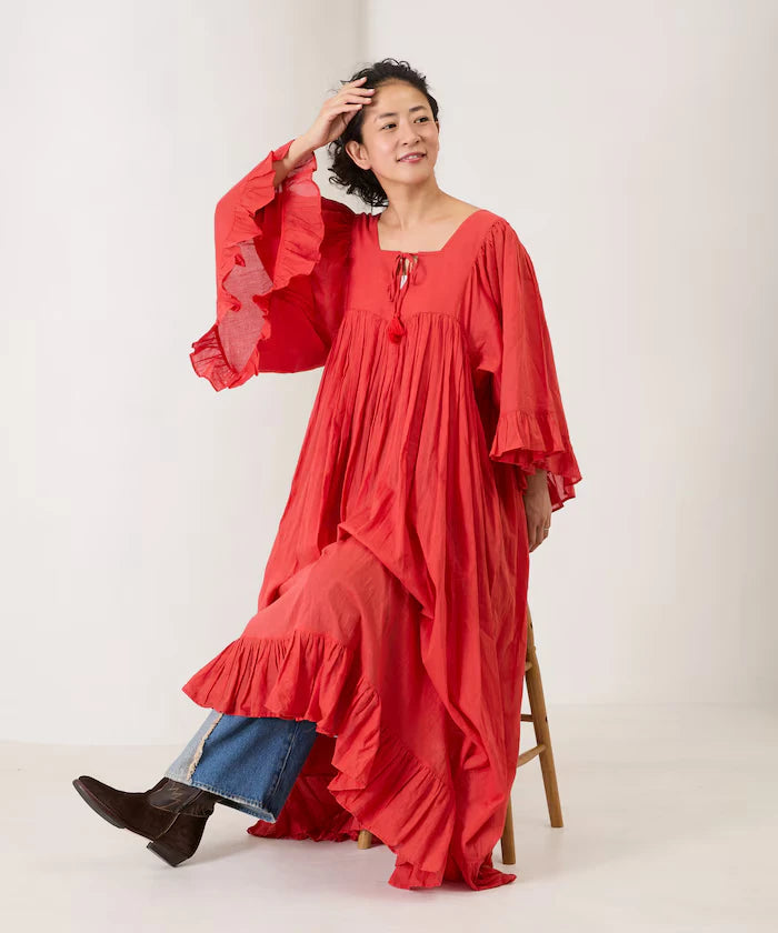 India Square Neck Frilled Dress