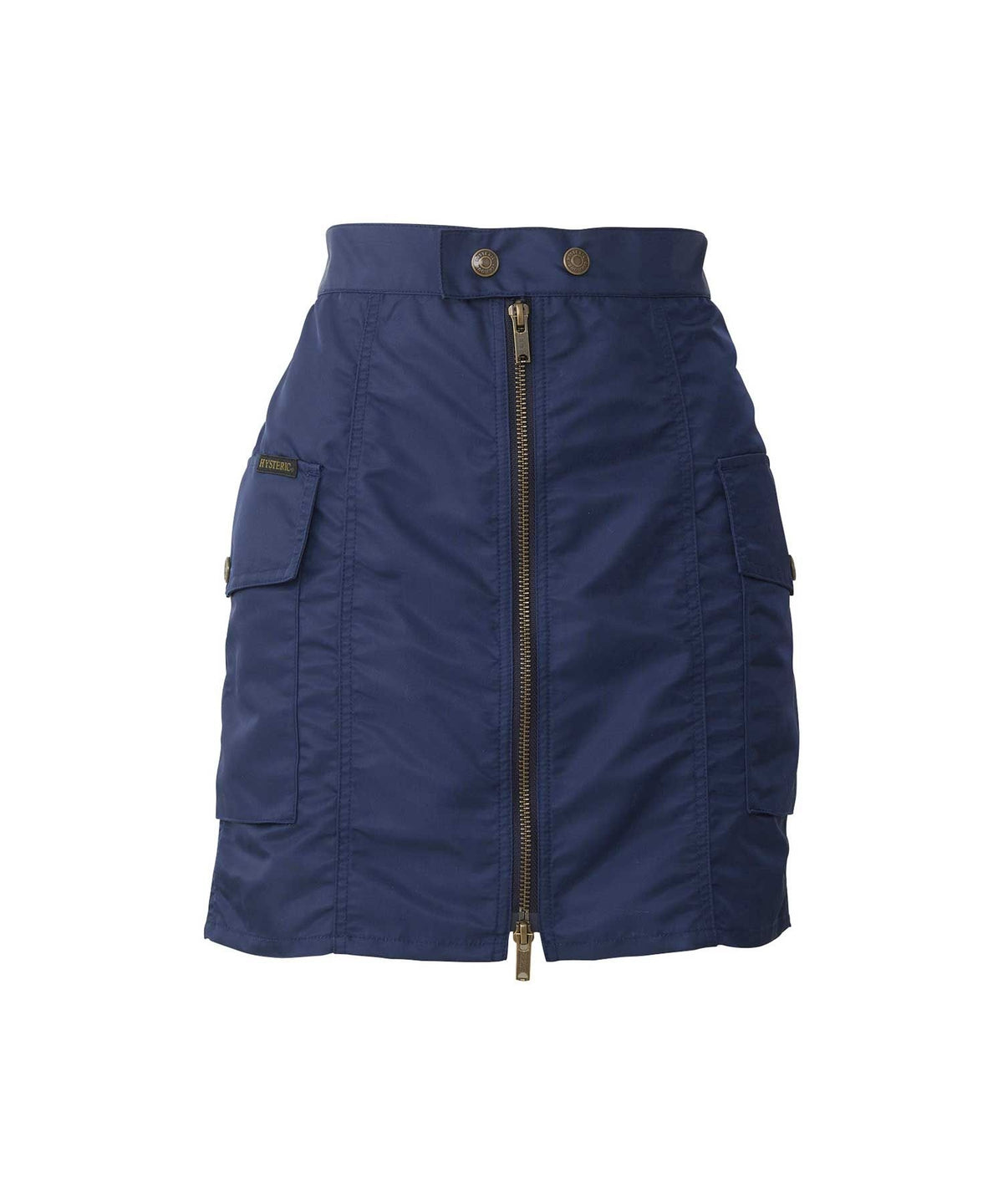 Front Zip Nylon Mini Skirt