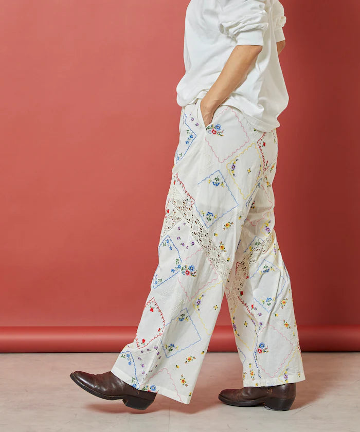 Flower Handkerchief Embroidered Pants
