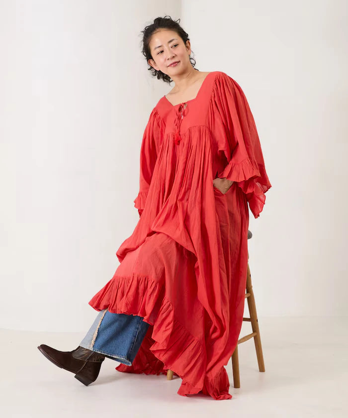 India Square Neck Frilled Dress