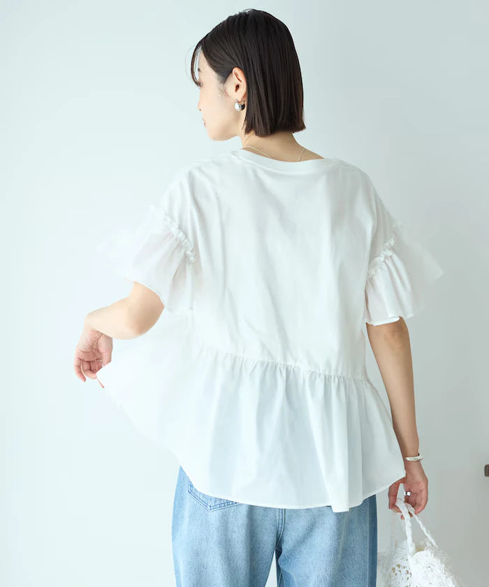 Organic Cotton Frill Sleeve T-shirt