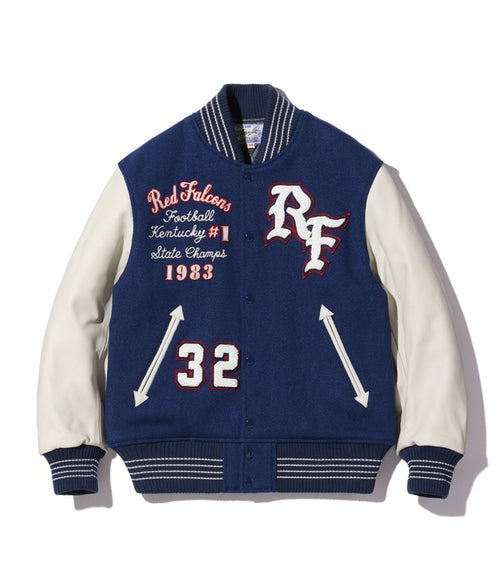 30oz. WOOL MELTON AWARD JACKET “RED FALCONS” (ROYAL)