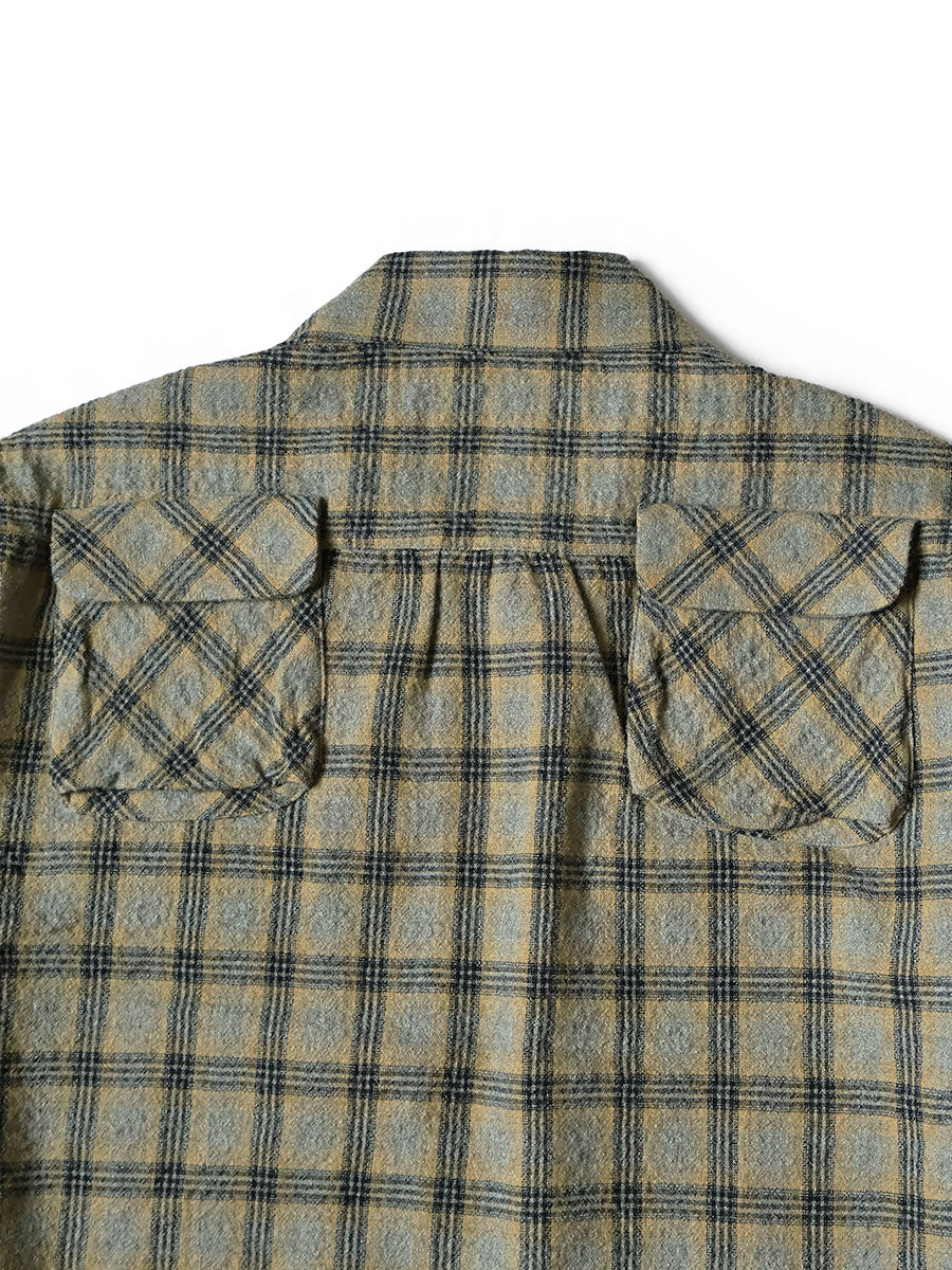 Wool Check ZIP UP Friend Pocket Board Shirt