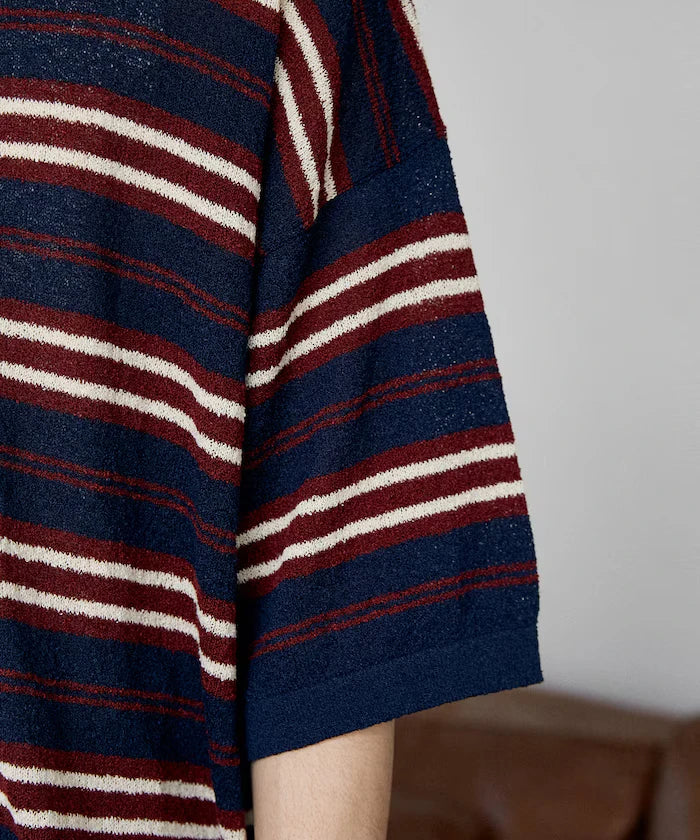 LOVE POP STUDIO Border Knit Polo Shirt Limited Edition