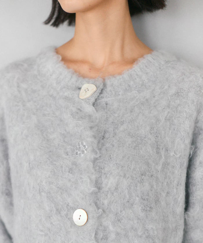 Variation Button Shaggy Knit Cardigan
