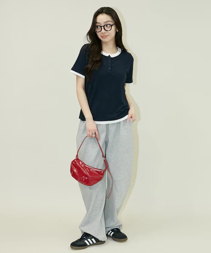 Layered-style Henley Neck T-shirt Limited Edition