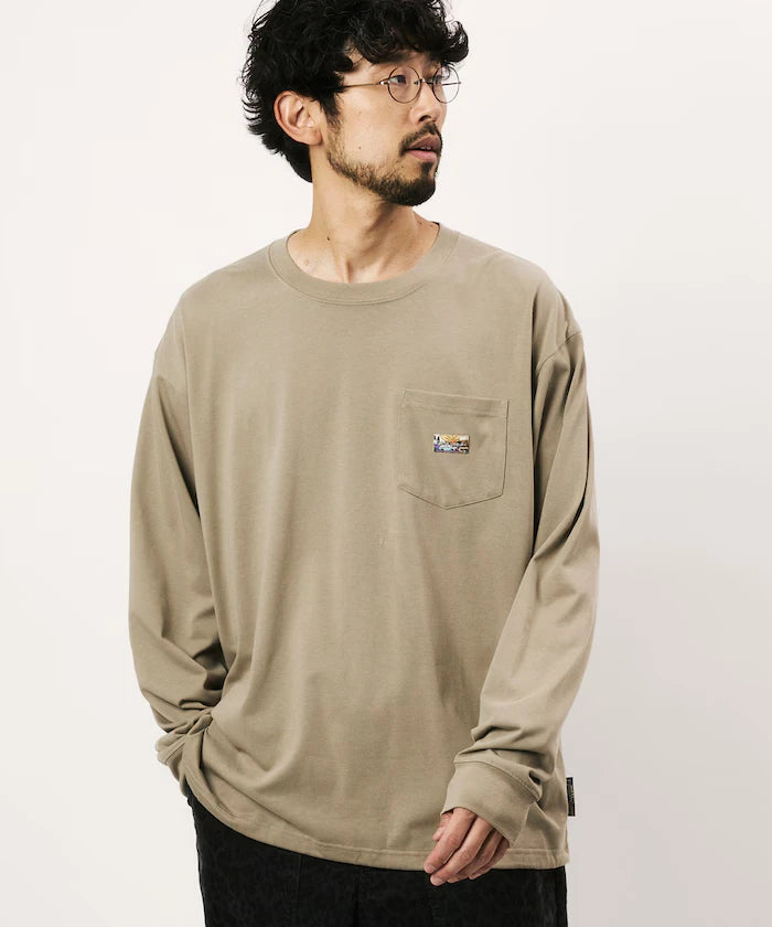 FREAK'S STORE for BEACH & FES Relax Fit One Point Logo Spindle Long Sleeve T-Shirt